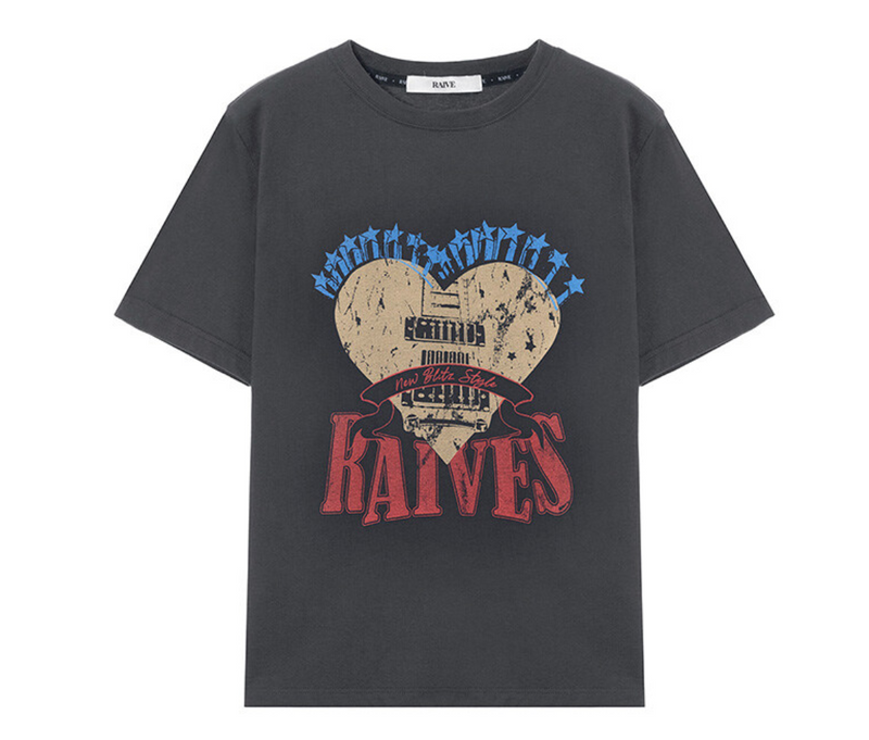 Heart Ravers Graphic T-Shirt Crop Charcoal