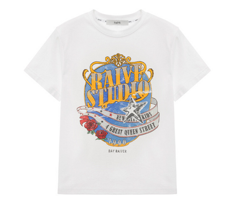 Crown Raive Graphic T-shirt Crop White
