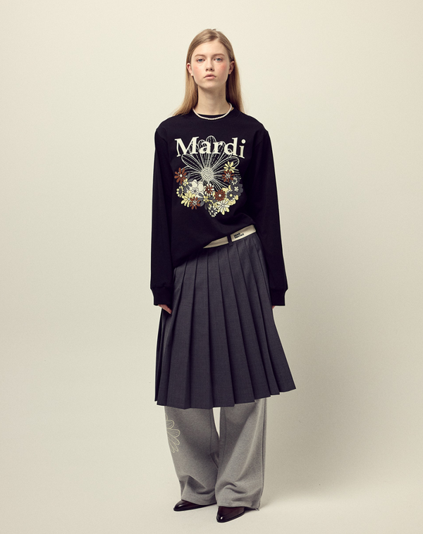 T-shirt Long Sleeve Flowermardi Jardin Black Ivory