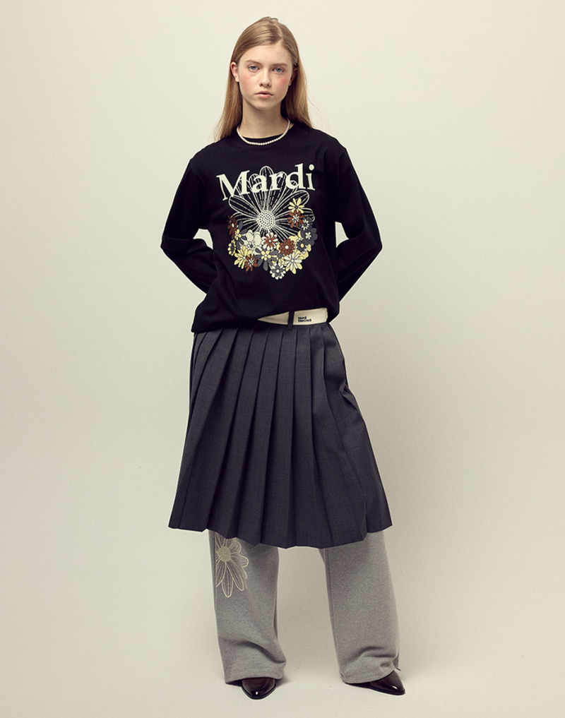 T-shirt Long Sleeve Flowermardi Jardin Black Ivory