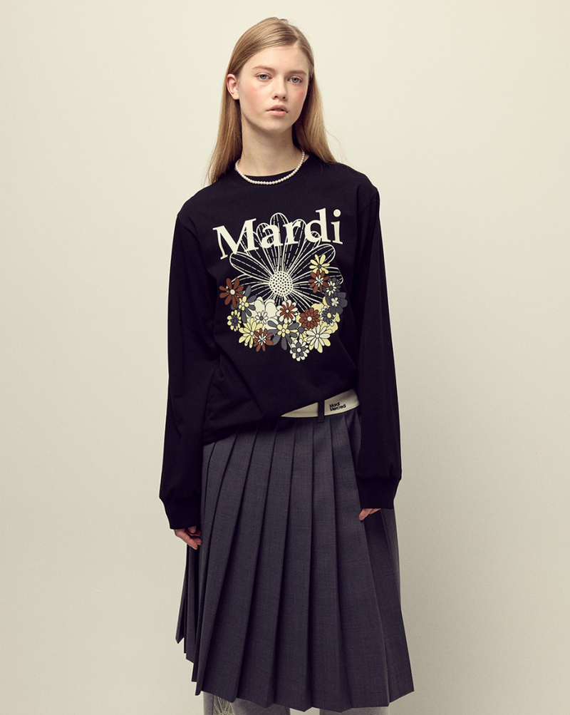 T-shirt Long Sleeve Flowermardi Jardin Black Ivory