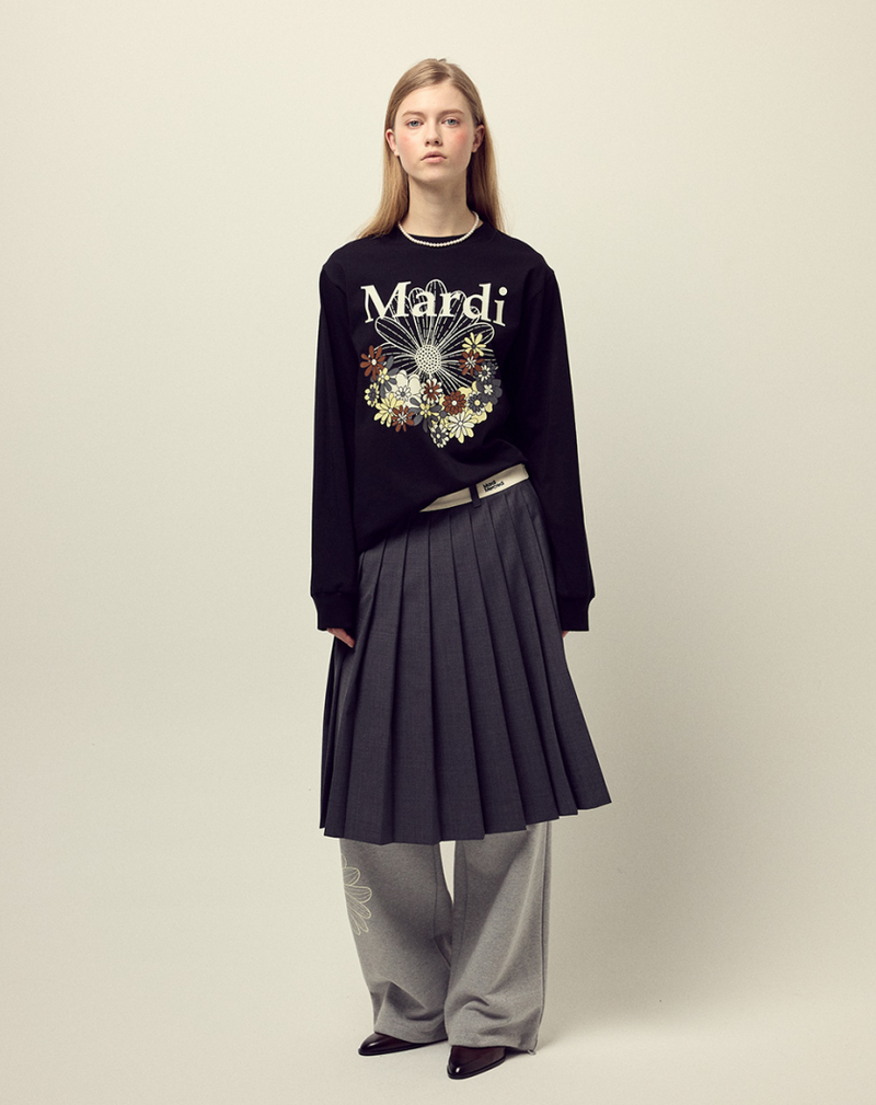 T-shirt Long Sleeve Flowermardi Jardin Black Ivory