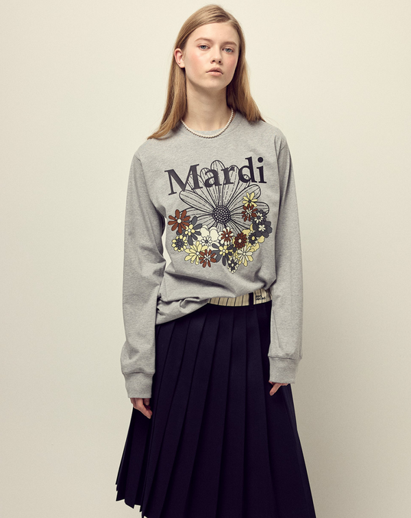 T-shirt Long Sleeve Flowermardi Jardin Grey Black