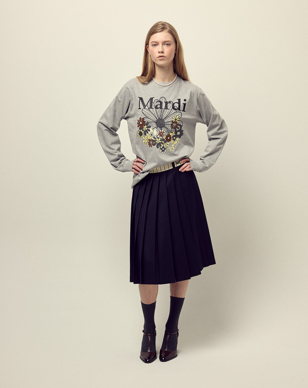 T-shirt Long Sleeve Flowermardi Jardin Grey Black