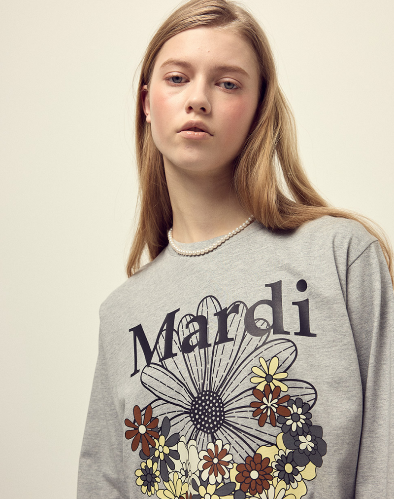 T-shirt Long Sleeve Flowermardi Jardin Grey Black