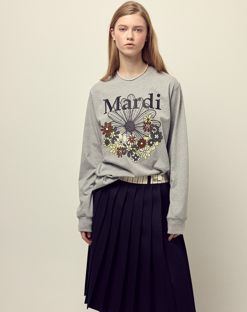 T-shirt Long Sleeve Flowermardi Jardin Grey Black