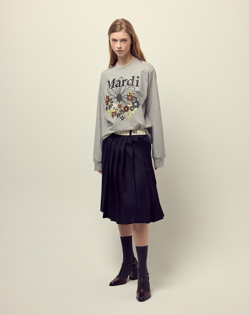 T-shirt Long Sleeve Flowermardi Jardin Grey Black