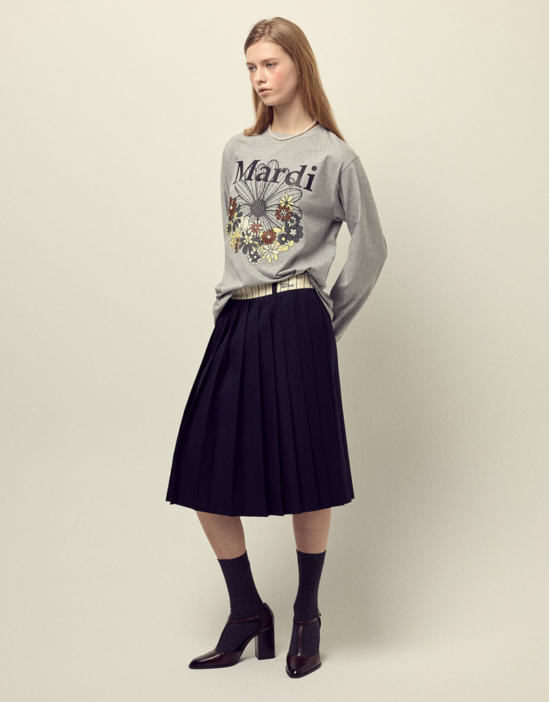 T-shirt Long Sleeve Flowermardi Jardin Grey Black