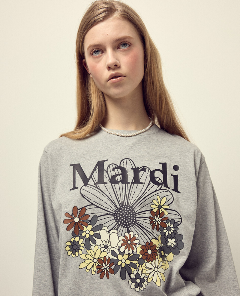 T-shirt Long Sleeve Flowermardi Jardin Grey Black