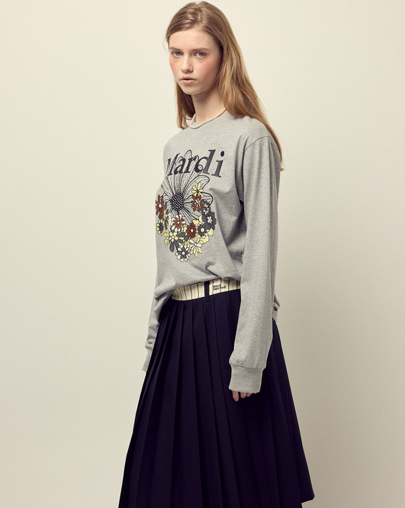 T-shirt Long Sleeve Flowermardi Jardin Grey Black