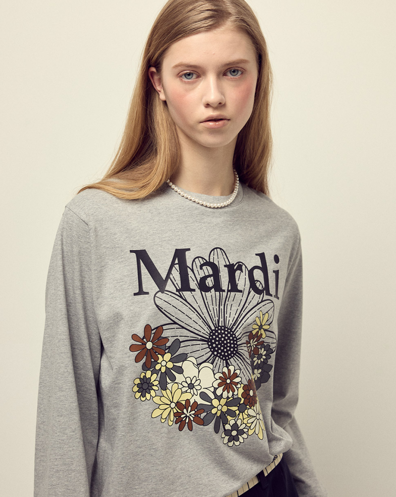 T-shirt Long Sleeve Flowermardi Jardin Grey Black