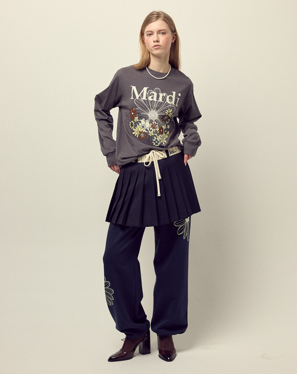 T-shirt Long Sleeve Flowermardi Jardin Charcoal Ivory