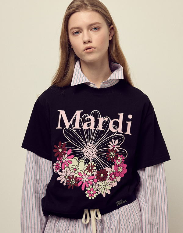 T-shirt Flowermardi Jardin Black Pale Pink