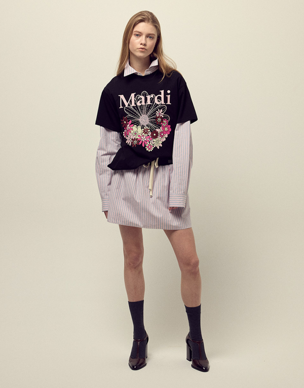 T-shirt Flowermardi Jardin Black Pale Pink
