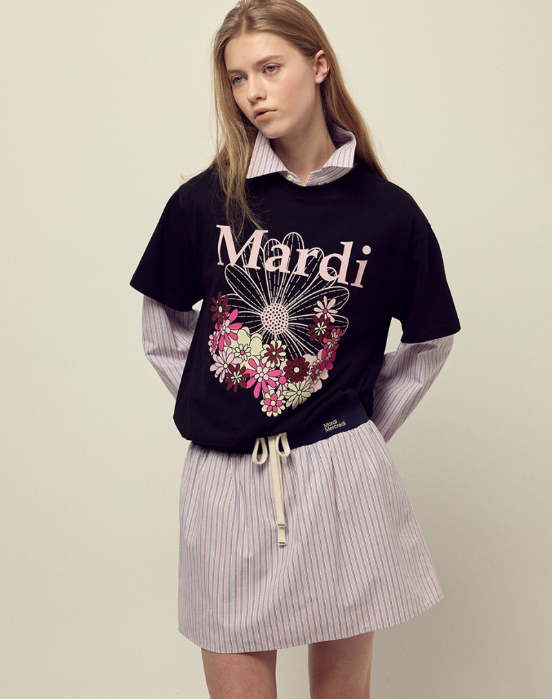 T-shirt Flowermardi Jardin Black Pale Pink