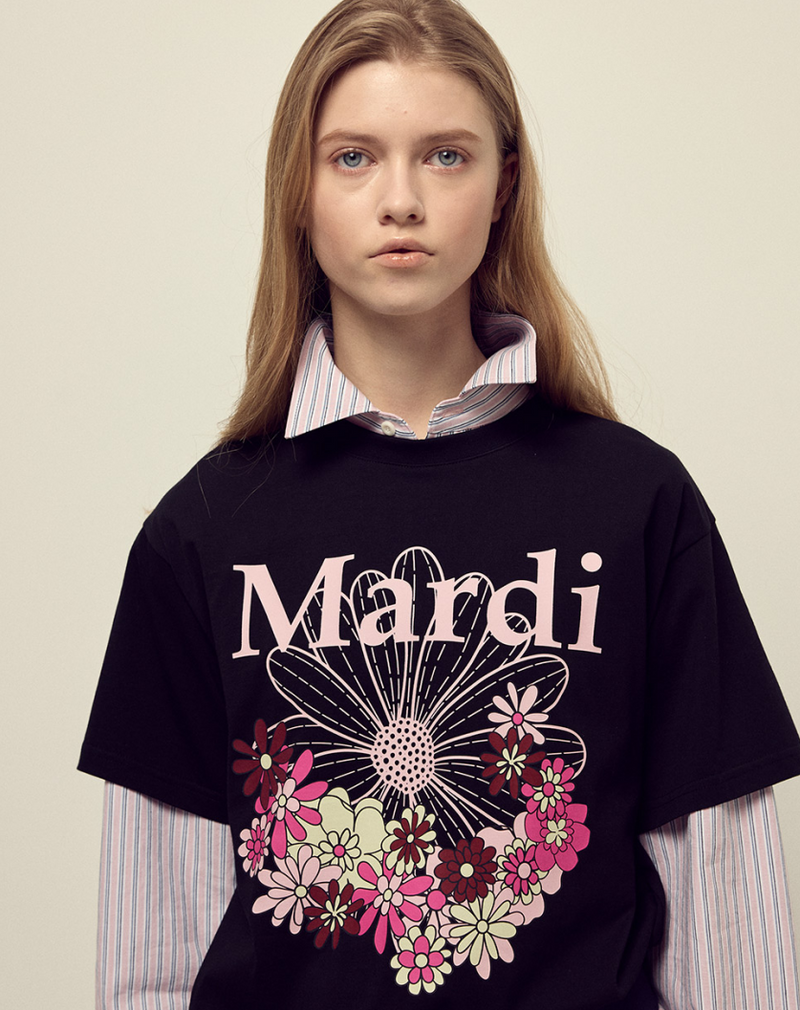T-shirt Flowermardi Jardin Black Pale Pink