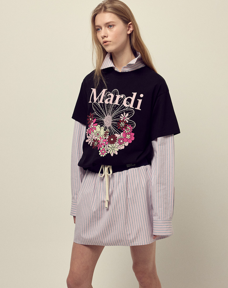 T-shirt Flowermardi Jardin Black Pale Pink