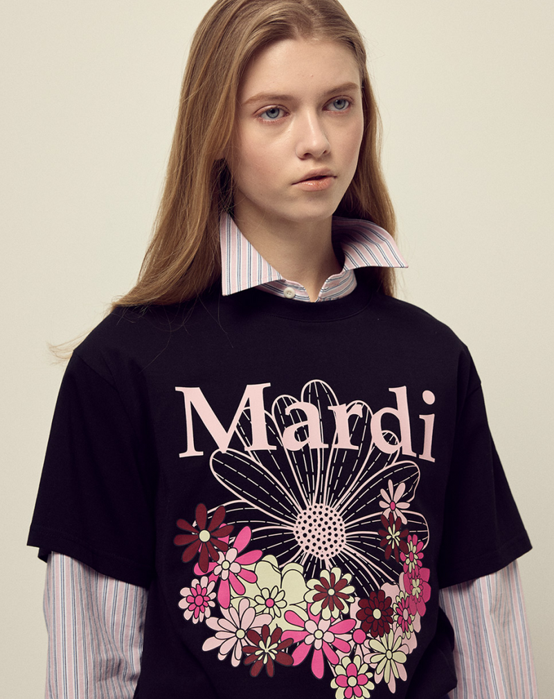 T-shirt Flowermardi Jardin Black Pale Pink