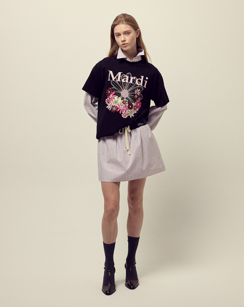 T-shirt Flowermardi Jardin Black Pale Pink