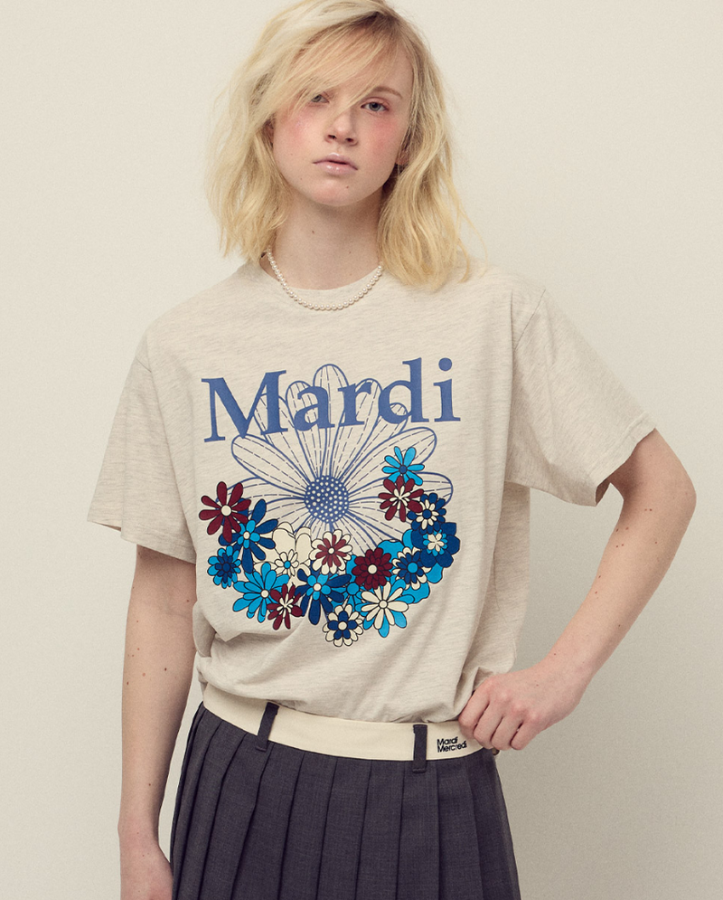 T-shirt Flowermardi Jardin Oatmeal Blue
