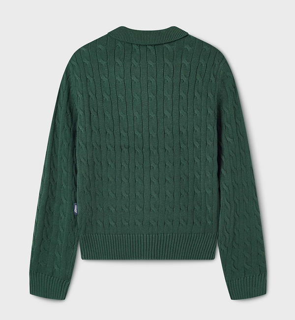 Steve Crop Cable Zip-up Cardigan Dark Green