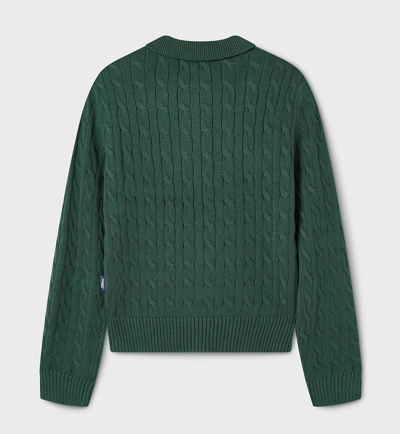 Steve Crop Cable Zip-up Cardigan Dark Green