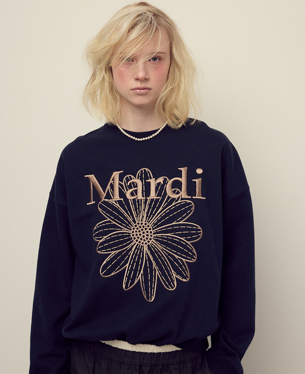 Sweatshirt Flowermardi Needlework Navy Taupe