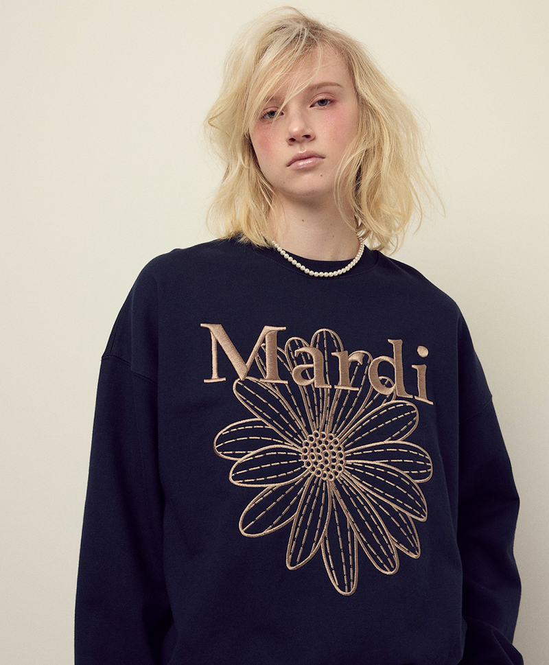 Sweatshirt Flowermardi Needlework Navy Taupe