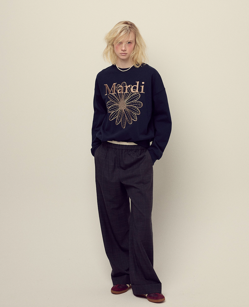 Sweatshirt Flowermardi Needlework Navy Taupe