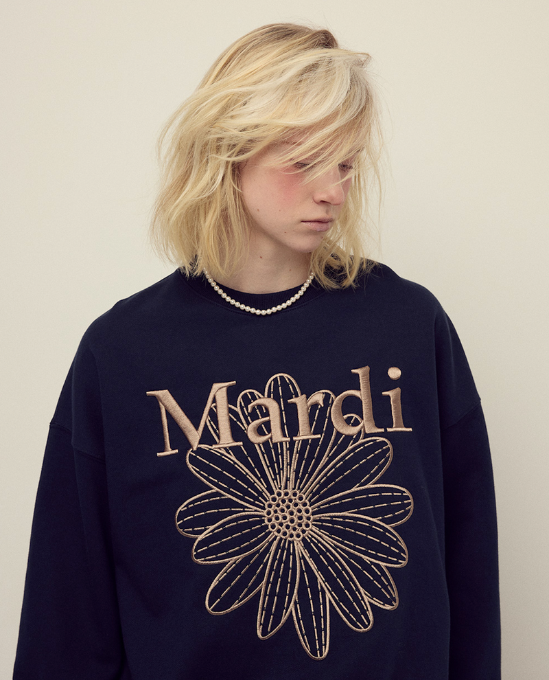 Sweatshirt Flowermardi Needlework Navy Taupe