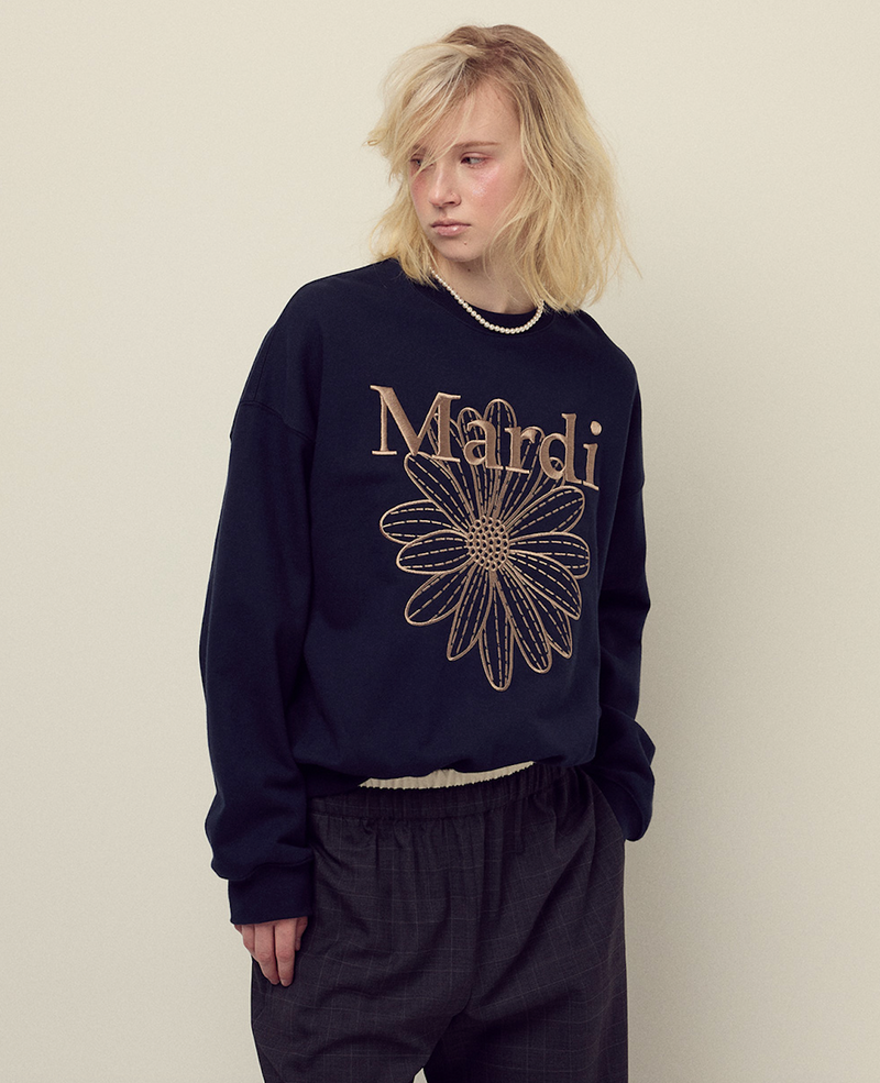 Sweatshirt Flowermardi Needlework Navy Taupe