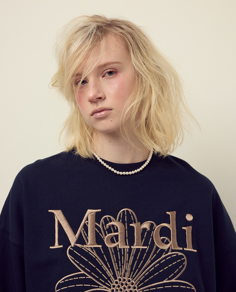Sweatshirt Flowermardi Needlework Navy Taupe