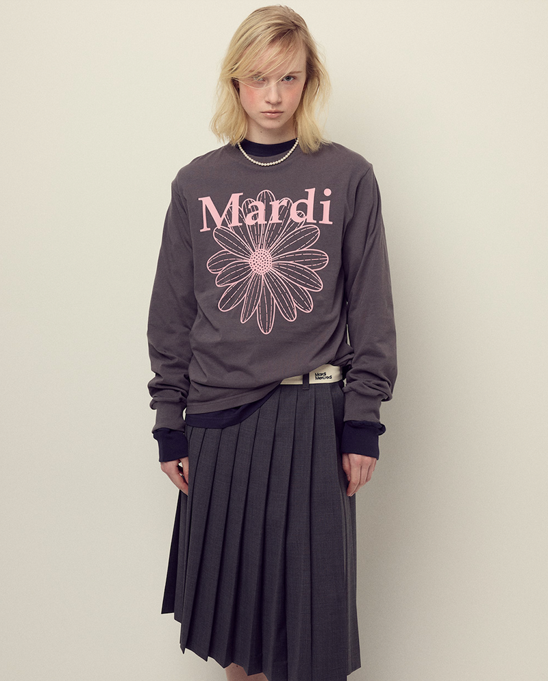 T-shirt Long Sleeve Flowermardi Charcoal Pink