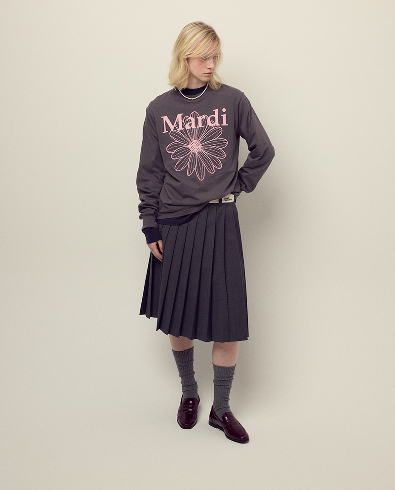 T-shirt Long Sleeve Flowermardi Charcoal Pink
