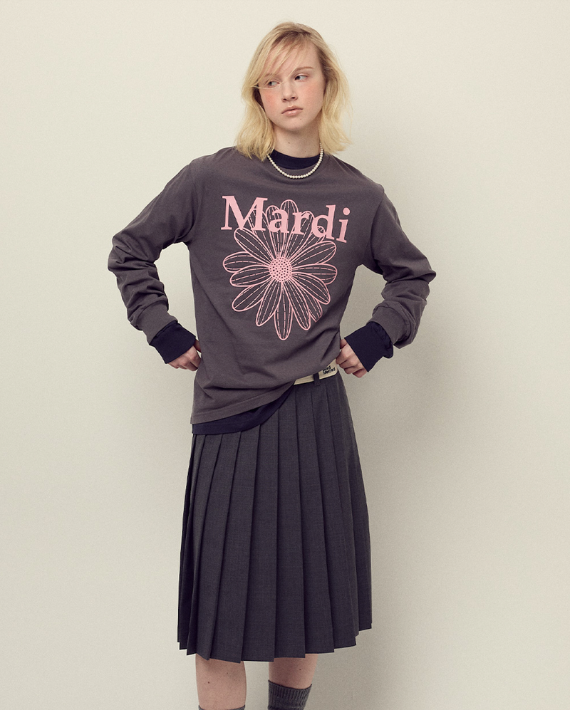 T-shirt Long Sleeve Flowermardi Charcoal Pink