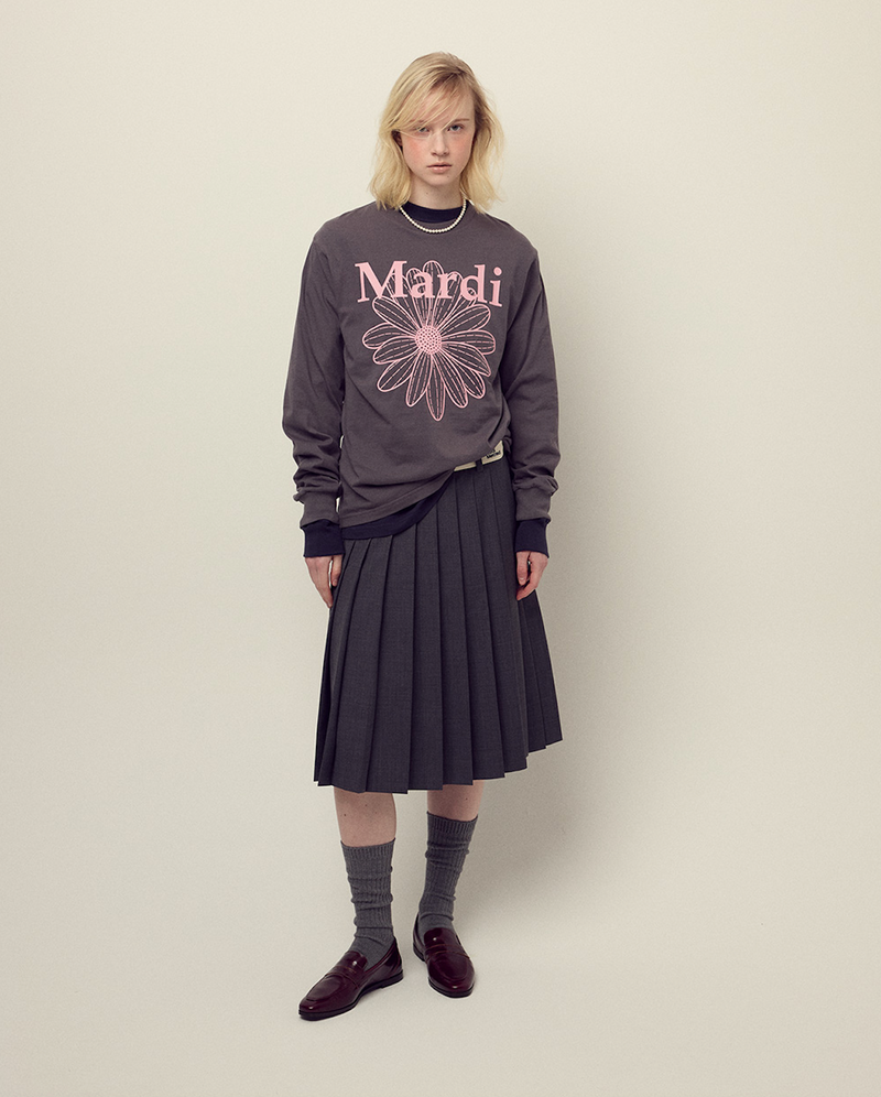 T-shirt Long Sleeve Flowermardi Charcoal Pink