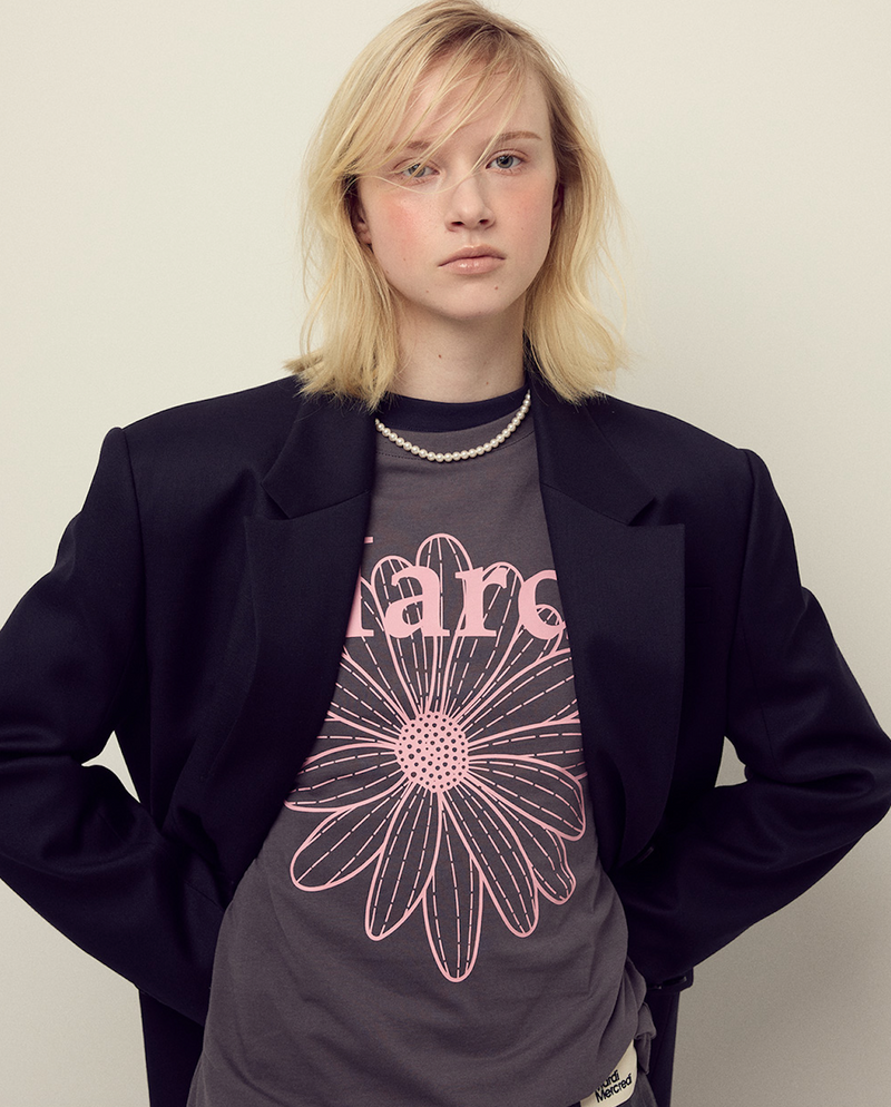 T-shirt Long Sleeve Flowermardi Charcoal Pink