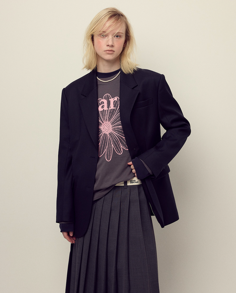 T-shirt Long Sleeve Flowermardi Charcoal Pink