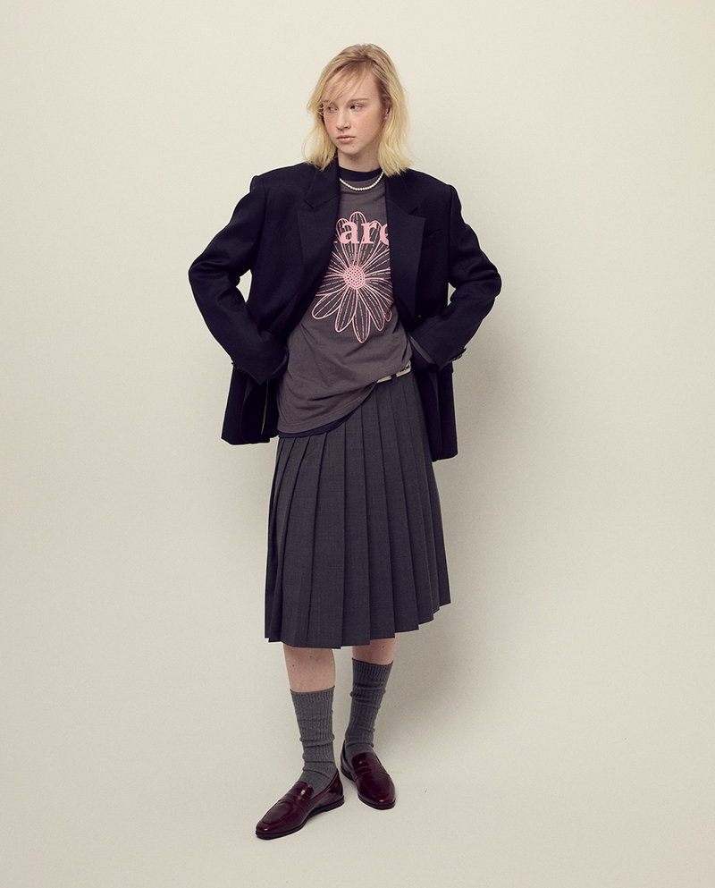 T-shirt Long Sleeve Flowermardi Charcoal Pink