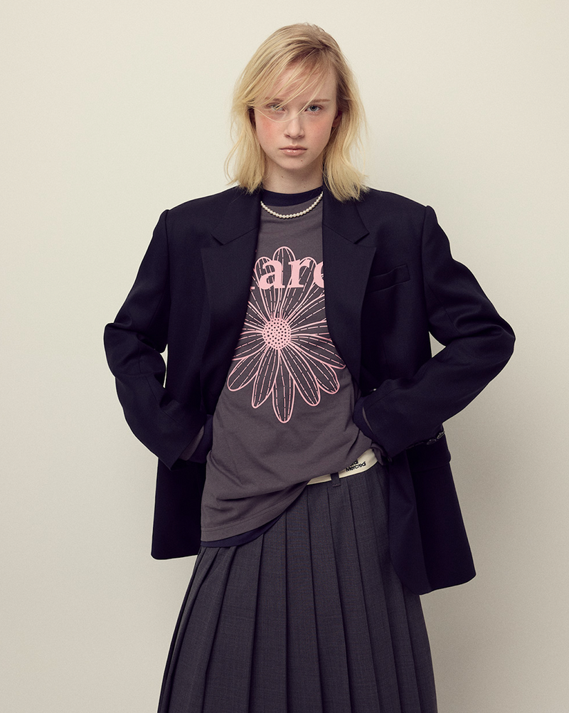 T-shirt Long Sleeve Flowermardi Charcoal Pink