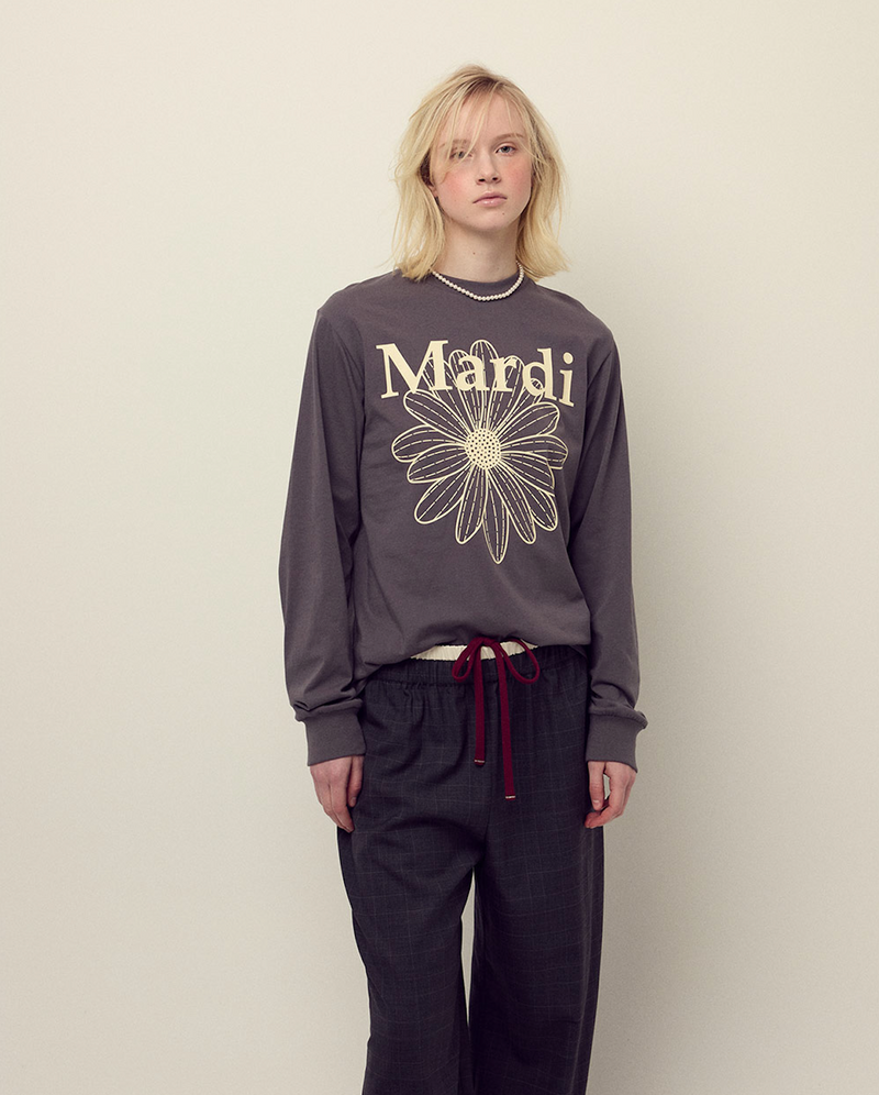 T-shirt Long Sleeve Flowermardi Charcoal Cream
