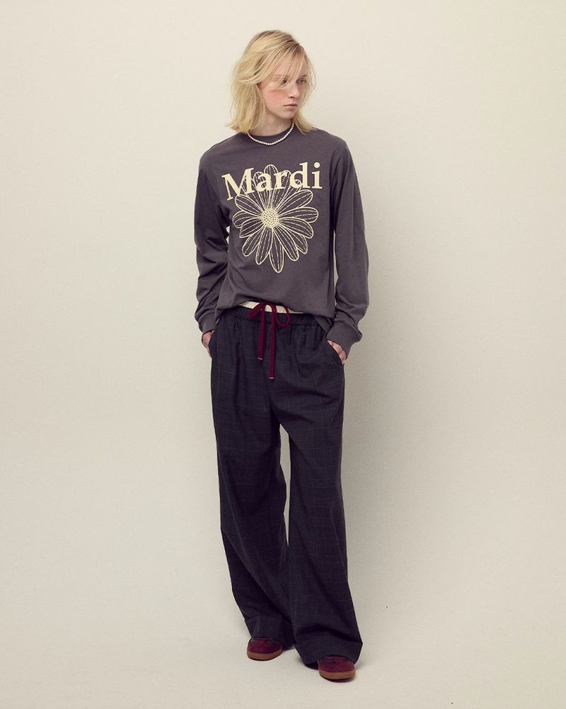 T-shirt Long Sleeve Flowermardi Charcoal Cream