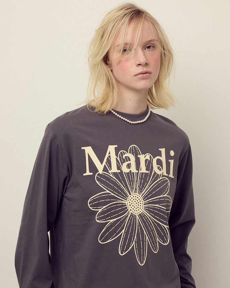 T-shirt Long Sleeve Flowermardi Charcoal Cream