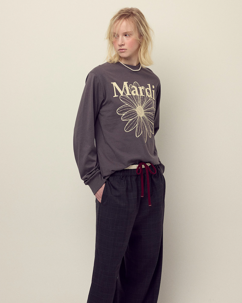 T-shirt Long Sleeve Flowermardi Charcoal Cream