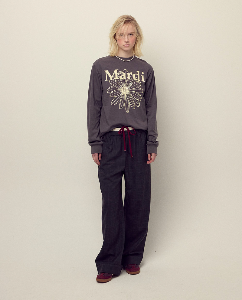 T-shirt Long Sleeve Flowermardi Charcoal Cream
