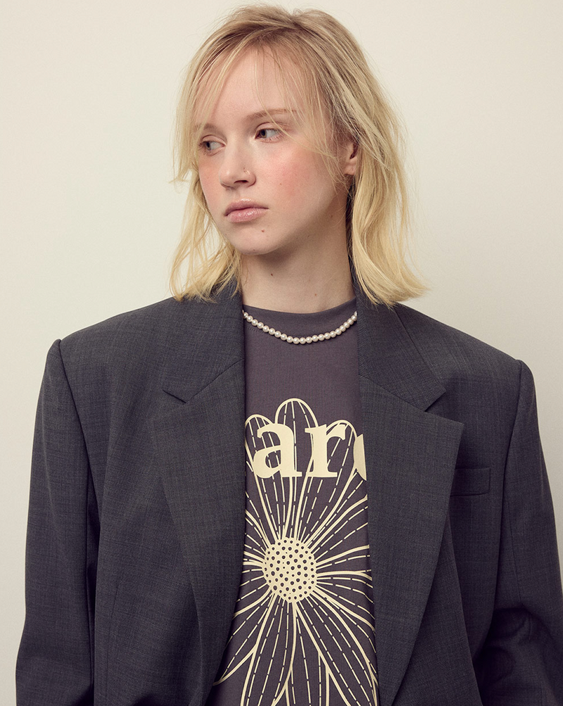 T-shirt Long Sleeve Flowermardi Charcoal Cream
