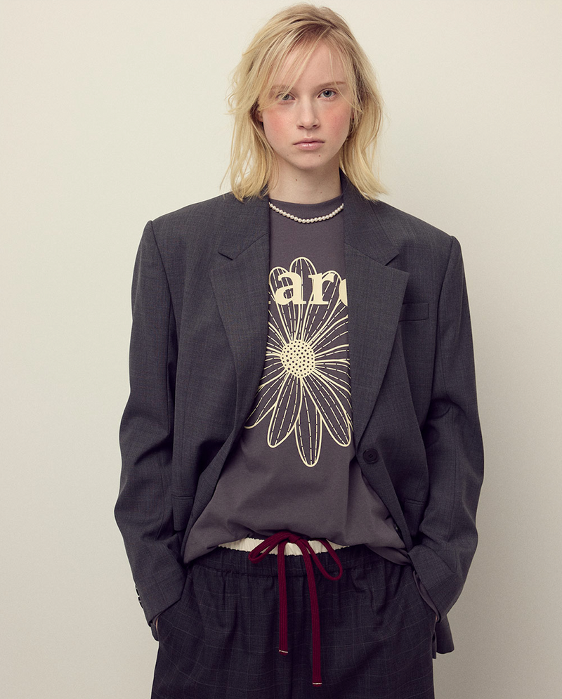 T-shirt Long Sleeve Flowermardi Charcoal Cream