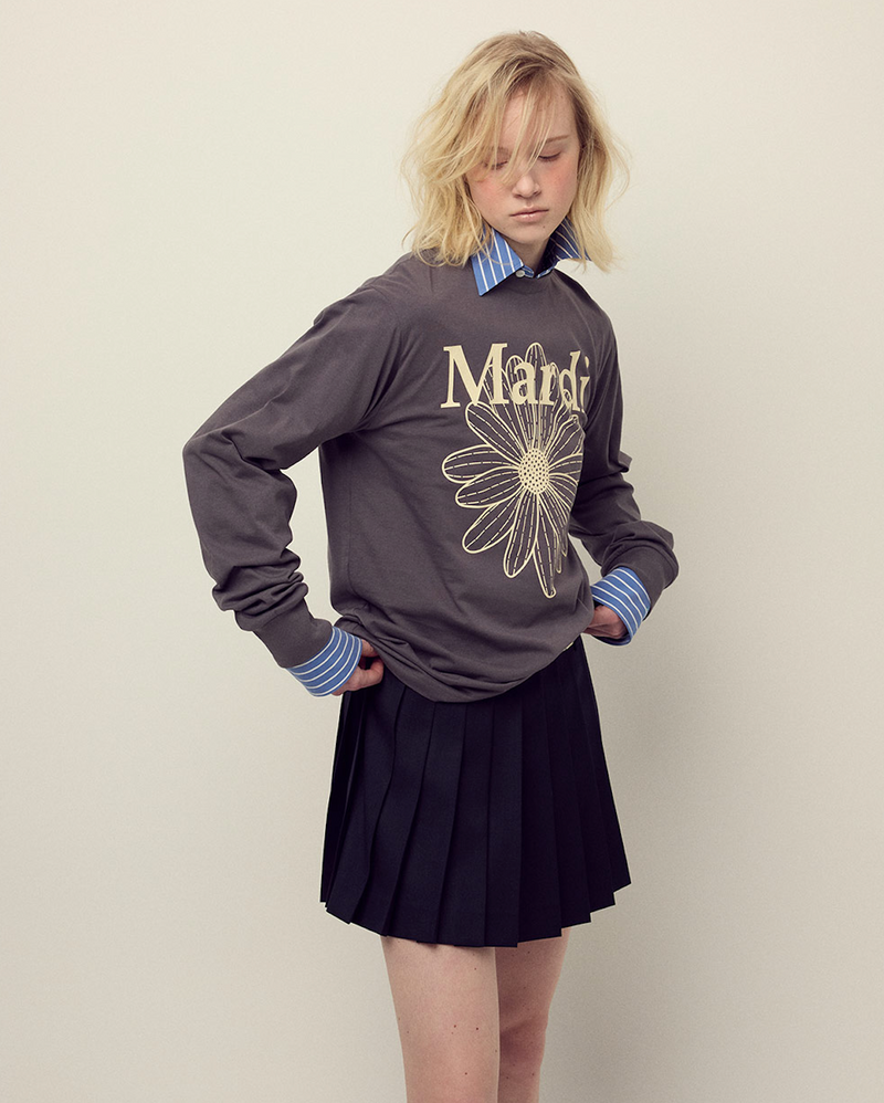 T-shirt Long Sleeve Flowermardi Charcoal Cream