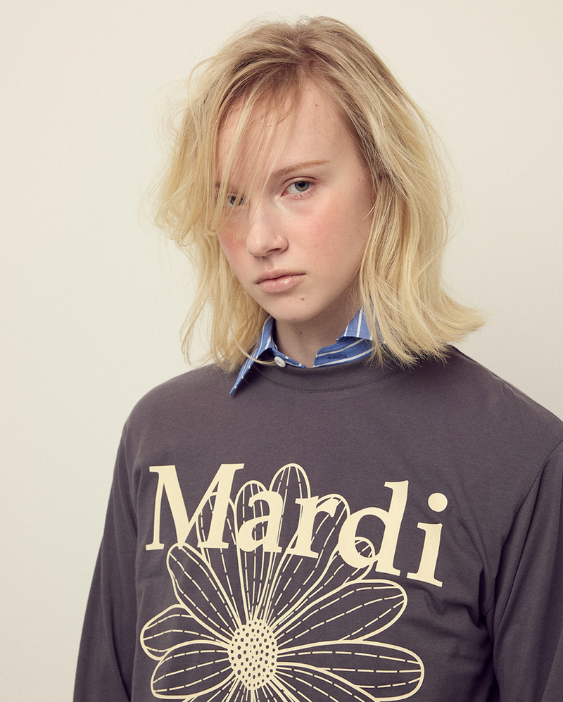 T-shirt Long Sleeve Flowermardi Charcoal Cream