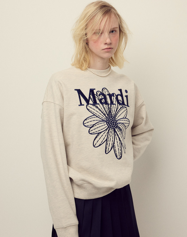 Sweatshirt Flowermardi Needlework Oatmeal Navy